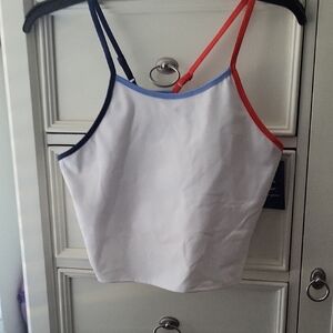 Champion White Cropped Camisole with Navy and Red Trim
